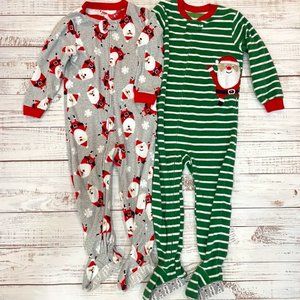 Boys I love Santa Fleece Footed Pajamas Set
